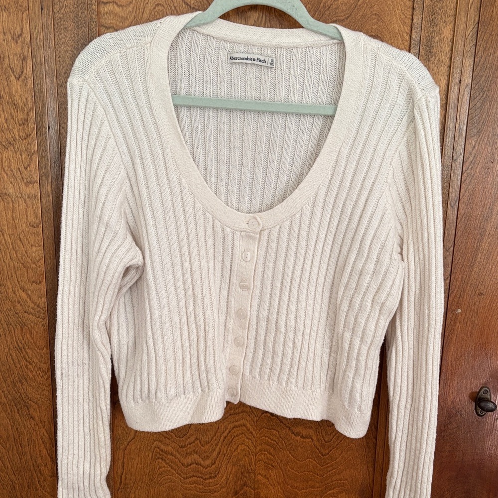 Abercrombie & Fitch Cream Ribbed Cardigan
